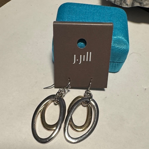 J. Jill Mixed Metal Oval Link Dangle Earrings NWT. (BJ111) - Picture 4 of 5